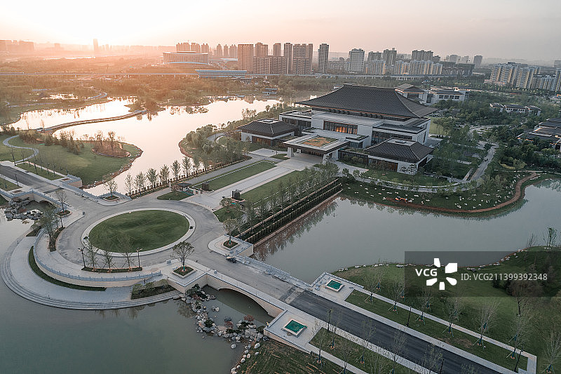 航拍西安浐灞西安国际会议中心图片素材