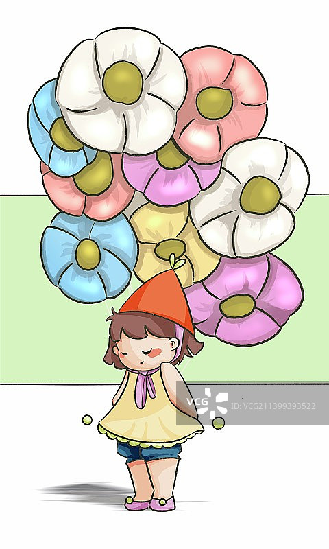 放气球的女孩图片素材