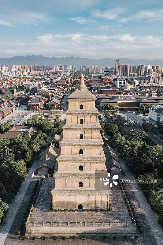 航拍西安大雁塔风光图片素材