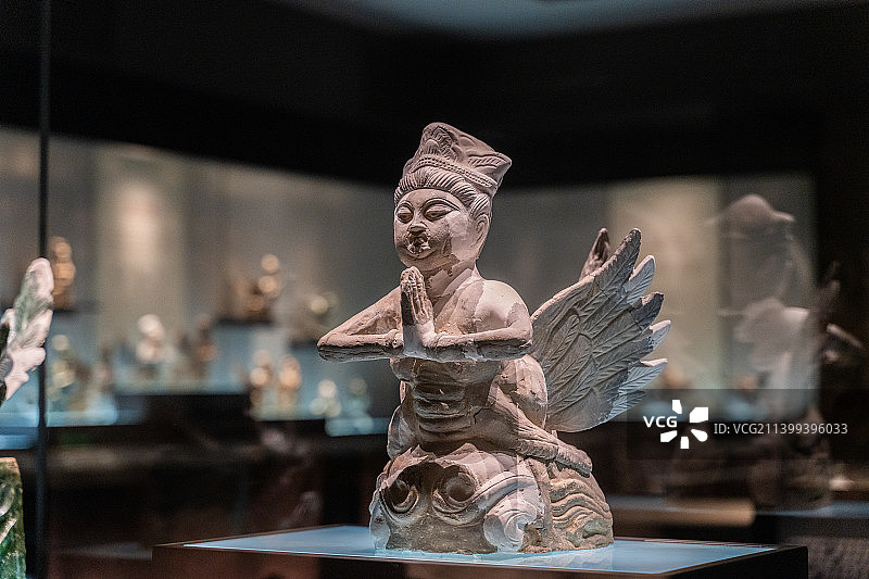 宁夏银川西夏博物馆西夏陵展厅馆藏灰陶迦陵频伽（西夏）图片素材