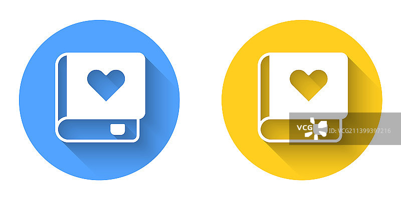 带长阴影的白色浪漫书籍图标图片素材