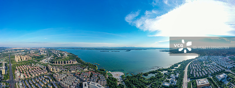 航拍河南省平顶山市白龟湖国家城市湿地公园 平顶山白龟山水库图片素材