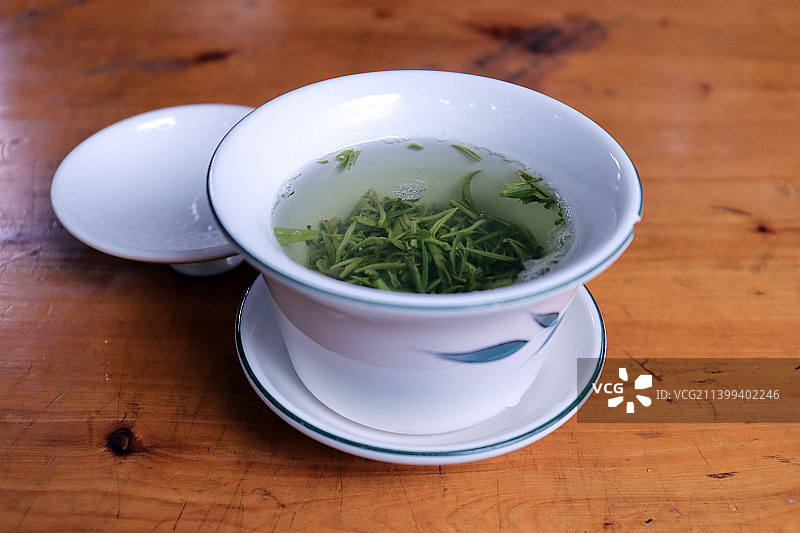 成都鹤鸣茶社盖碗茶特写图片素材