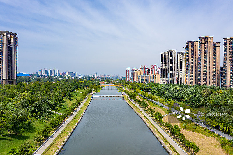 航拍河南省平顶山市湛河乌江河口公园 沙河水系河流三江源自然风光图片素材