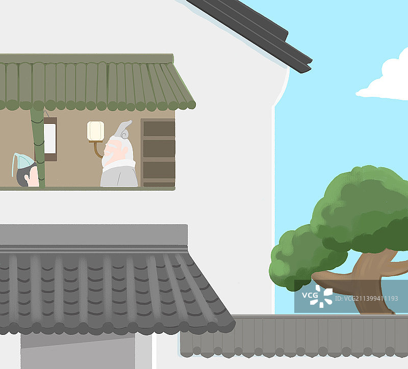 古代私塾扁平风教育插画图片素材