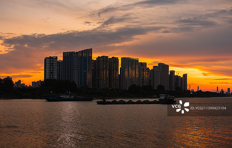 沅江边日落风光图片素材