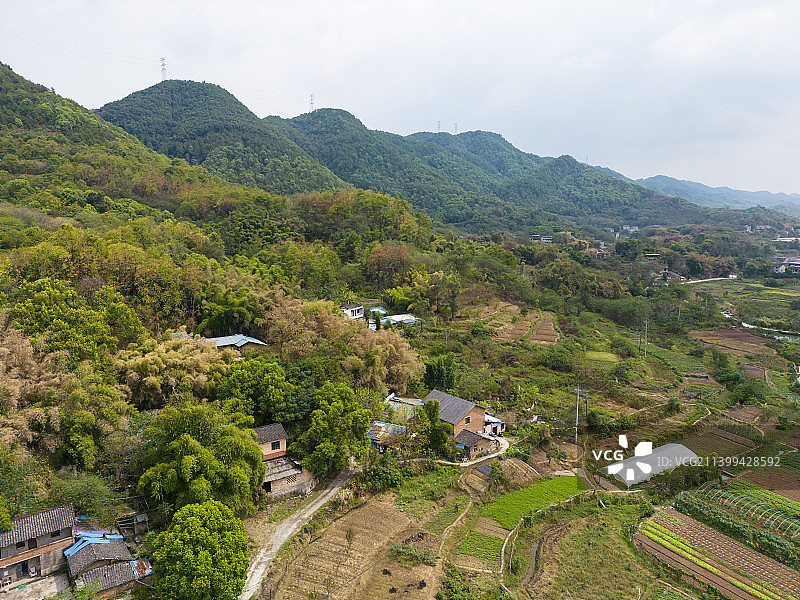 重庆沙坪坝山峰乡村田园自然风光航拍图片素材