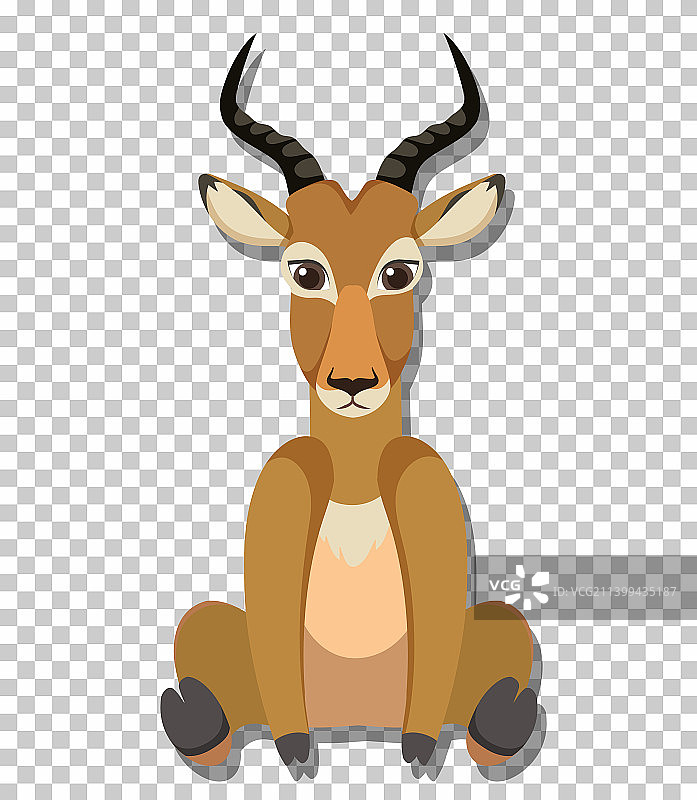 扁平卡通风格的可爱黑斑羚图片素材