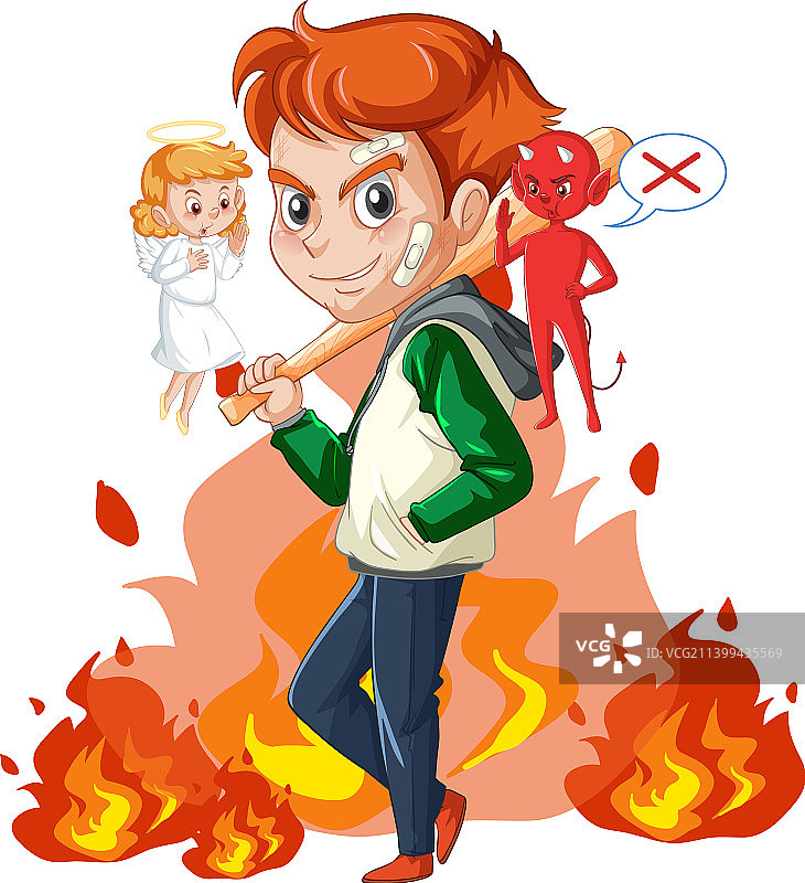 卡通人物与魔鬼天使的战斗图片素材