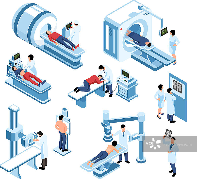 2.5D超声X光扫描诊断图标集图片素材