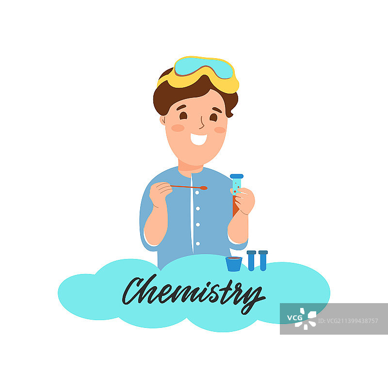 卡通男孩在做实验图片素材