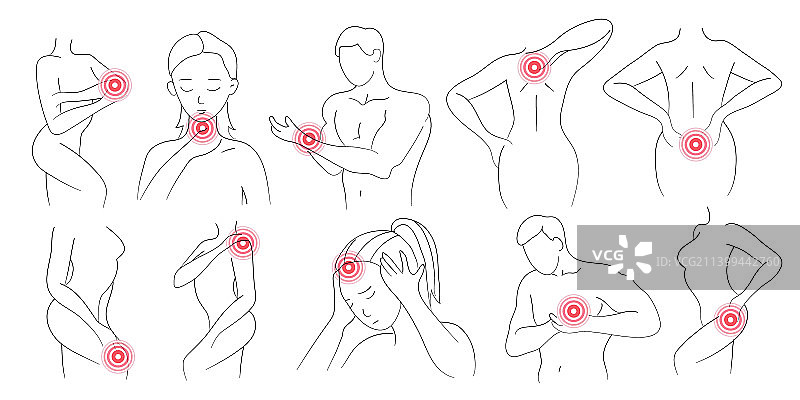 身体疼痛套装图片素材