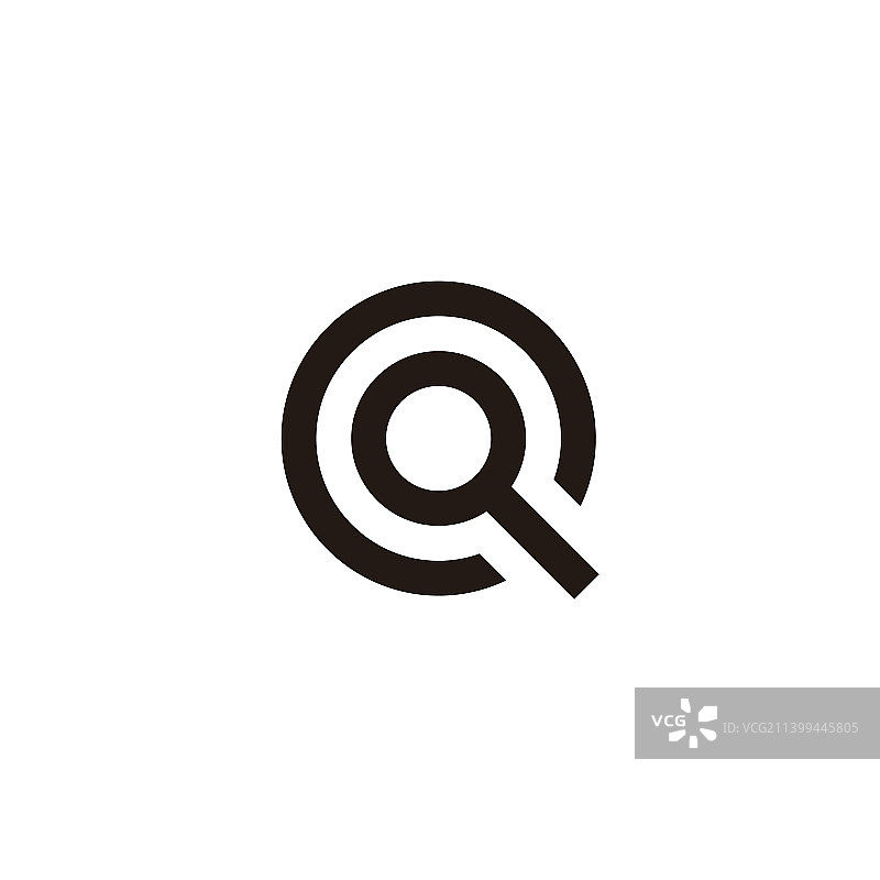 Q和C字母放大镜几何符号图片素材