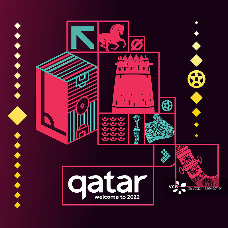 卡塔尔世界：现代与传统图案图片素材