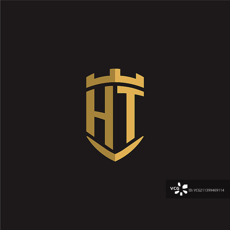 首字母HT标志，盾牌风格设计图片素材