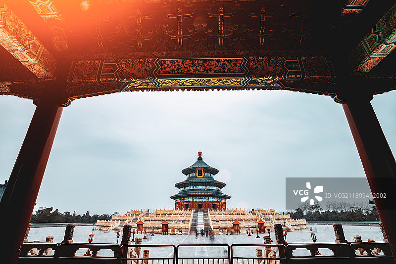 中国北京天坛祈年殿古建筑自然风光图片素材