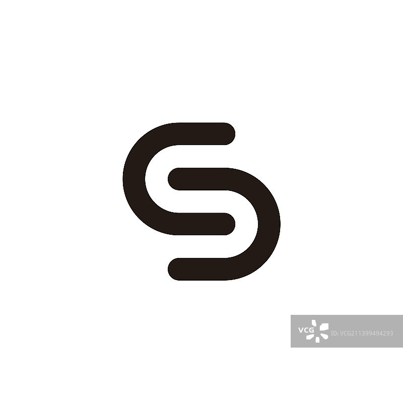字母C字母S曲线轮廓几何符号图片素材