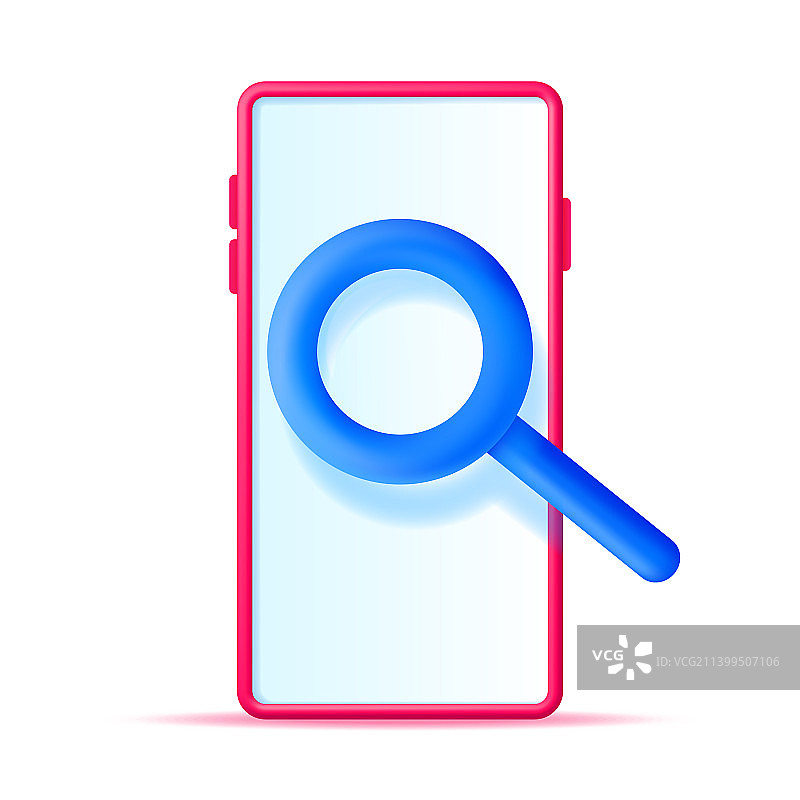 带放大镜的3D智能手机图片素材