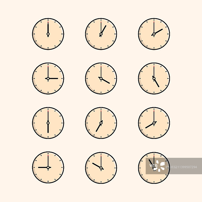 带阴影的1点到12点挂钟图片素材