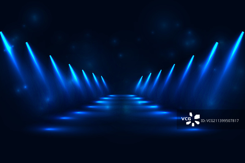 蓝色聚光灯路径透视背景图片素材