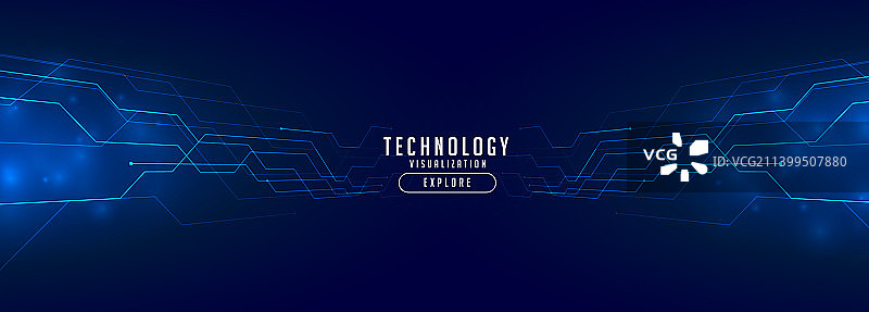 发光透视线条科技banner图片素材