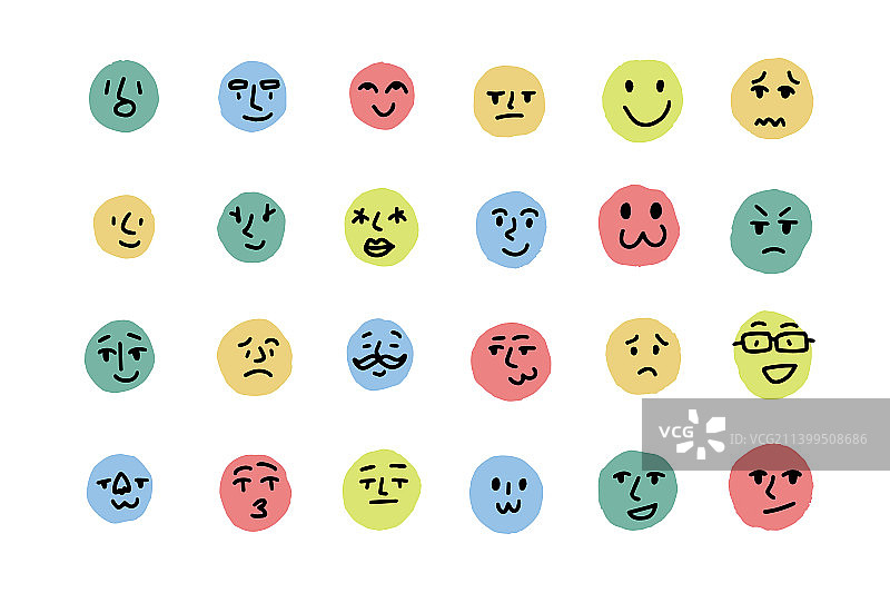 有趣的手绘面部表情涂鸦图片素材