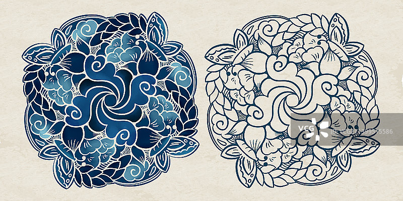 青花祥云装饰纹样图片素材