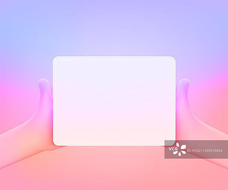 手持空白屏幕的平板电脑3D模型图片素材