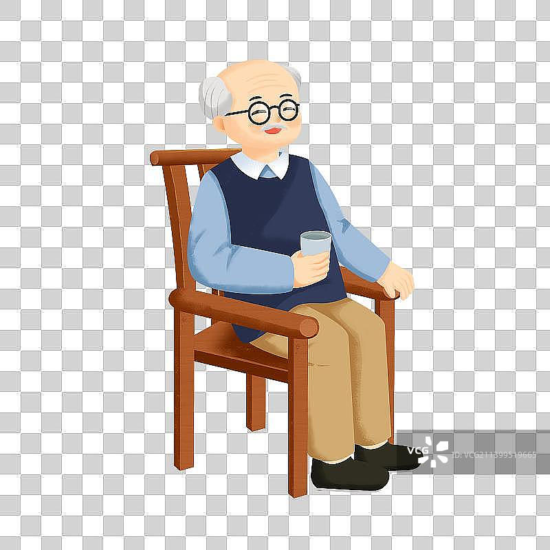 重阳节老人人物插画图片素材