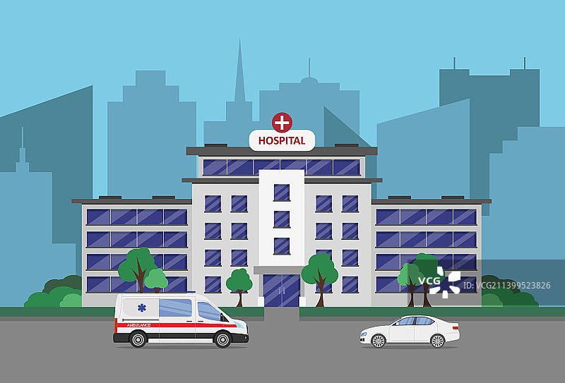 扁平风格医院建筑图片素材