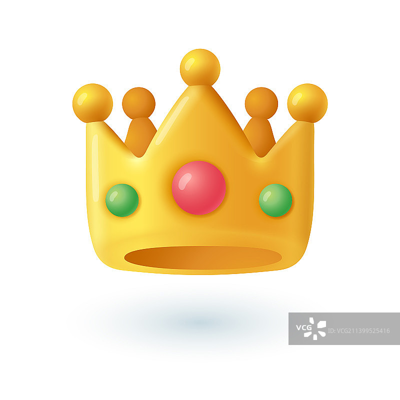 带有珠宝的金色皇冠3D图标图片素材