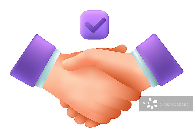 握手姿势3D卡通风格图标图片素材