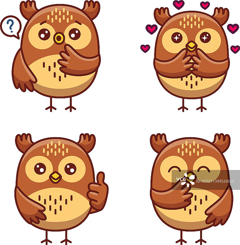 手绘可爱猫头鹰图案合集图片素材