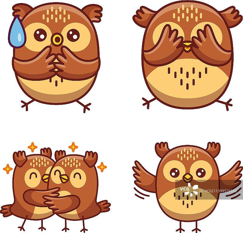 手绘可爱小猫头鹰合集图片素材