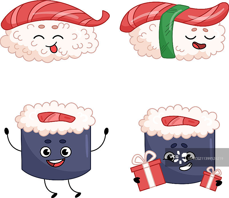 手绘可爱寿司卷合集图片素材