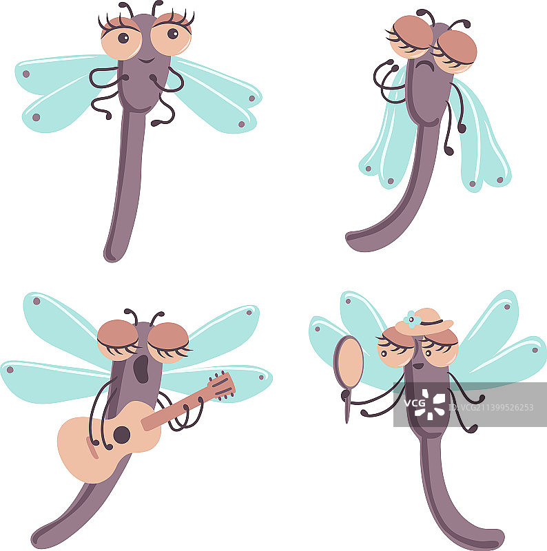 有趣的卡通蜻蜓微笑图片素材