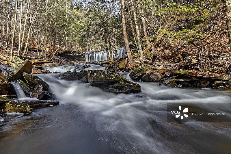 美国里基茨格伦州立公园森林瀑布风景图片素材