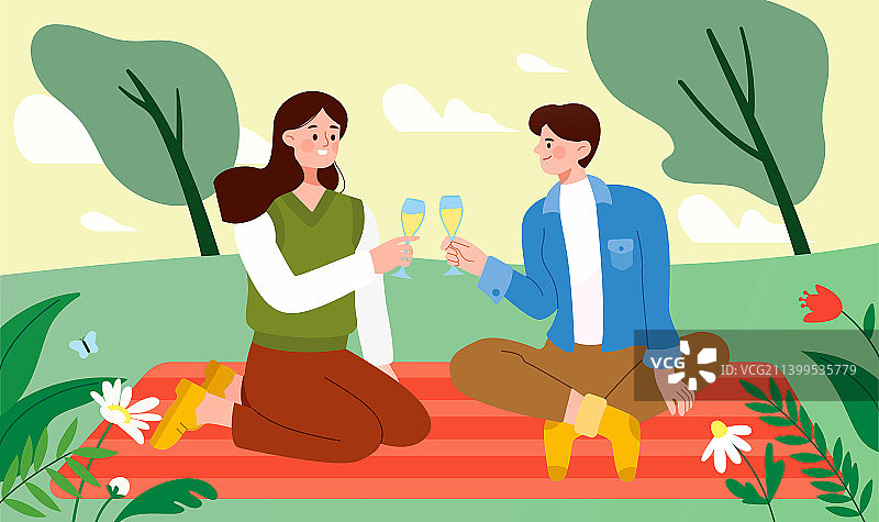 派对好友聚会矢量分层插画图片素材