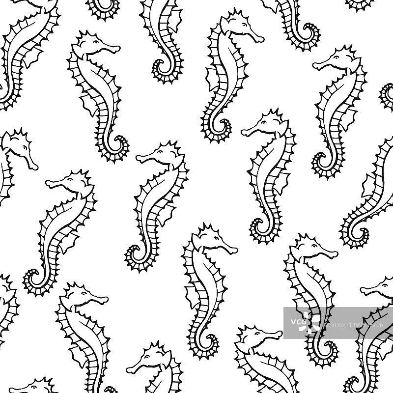 海马海洋背景无缝图案图片素材