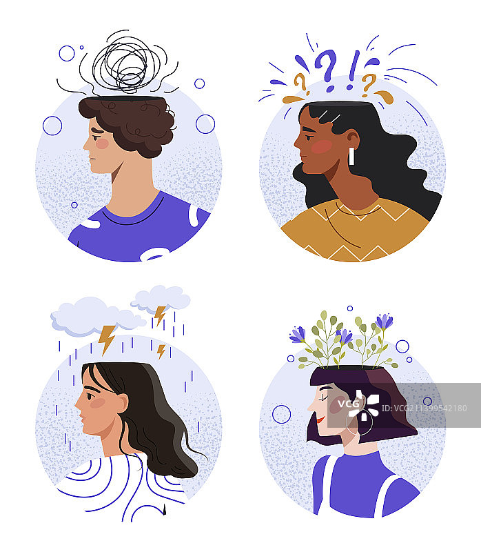 心理健康问题人物图标合集图片素材