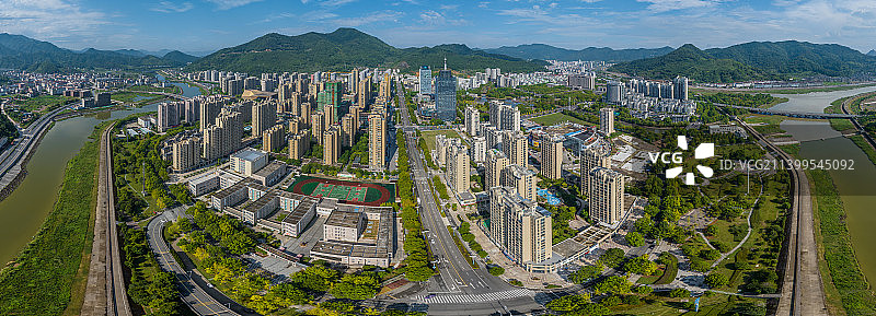 航拍三门海游大湖塘全景图片素材