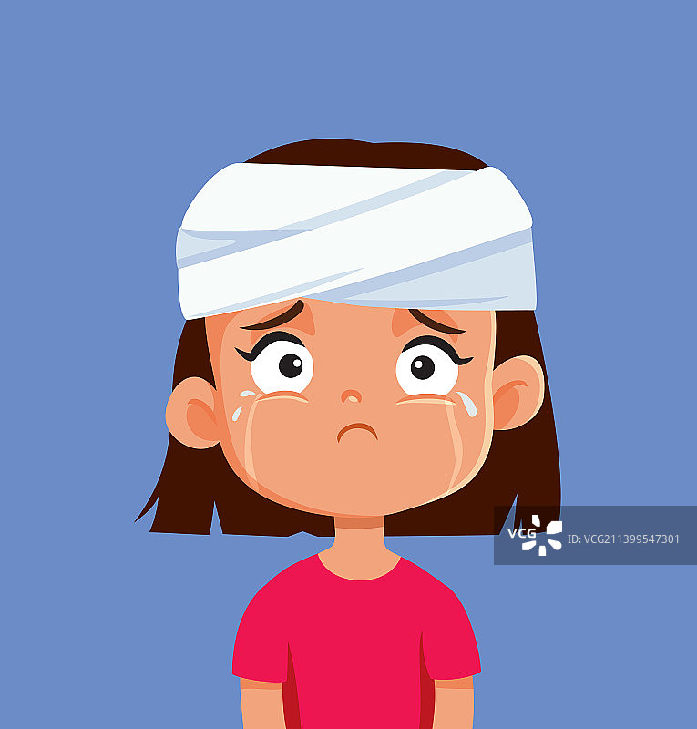 事故中头部受伤的女孩图片素材