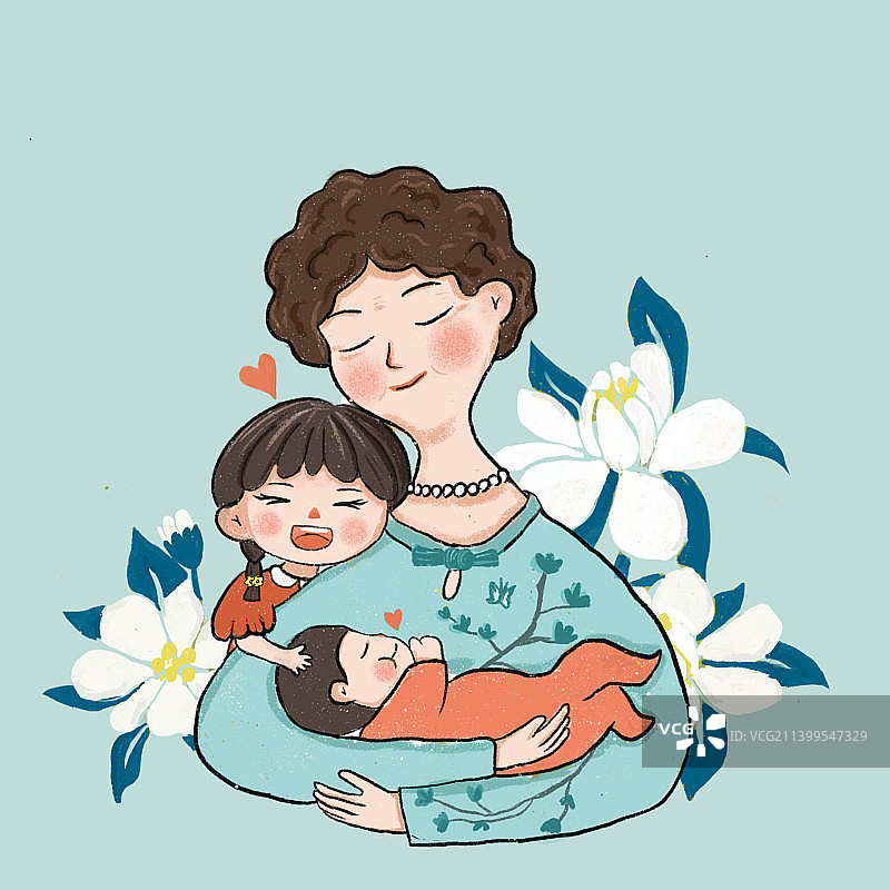 奶奶和孙女图片素材