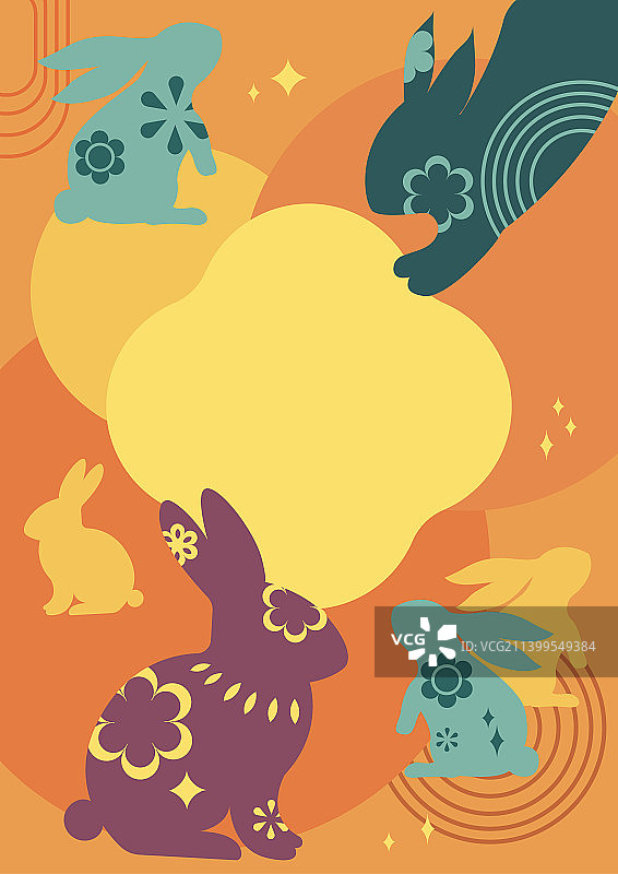 中秋节扁平风插画竖版图片素材