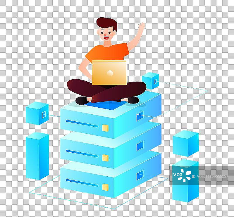 盘腿放着电工作的人图片素材