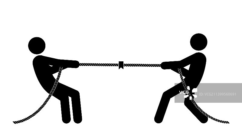 拔河火柴人扁平风图片素材