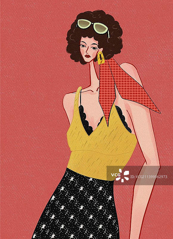 时尚穿搭女孩墨镜图片素材