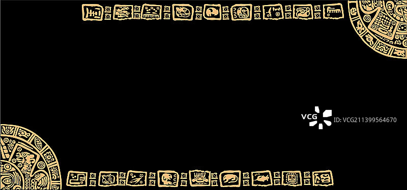 玛雅和阿兹特克文明符号边框图片素材