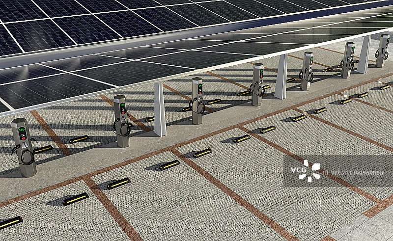太阳能供电的电动汽车充电站图片素材