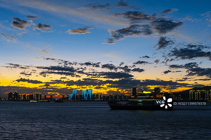 厦门海湾公园夜色图片素材